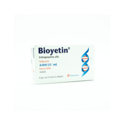 Bioyetin De 4000 UI / mL Con 6 Frascos Ámpula - Eritropoyetina alfa