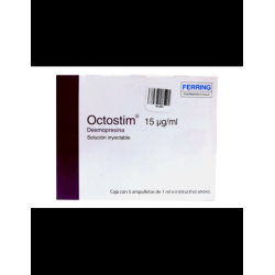 Octostim De 15 ug Caja Con 5 Ampolletas de 1 mL e Instructivo Anexo. Solución Inyectable - Desmopresina